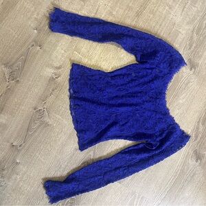 Lace Long Sleeve Top - Royal Blue